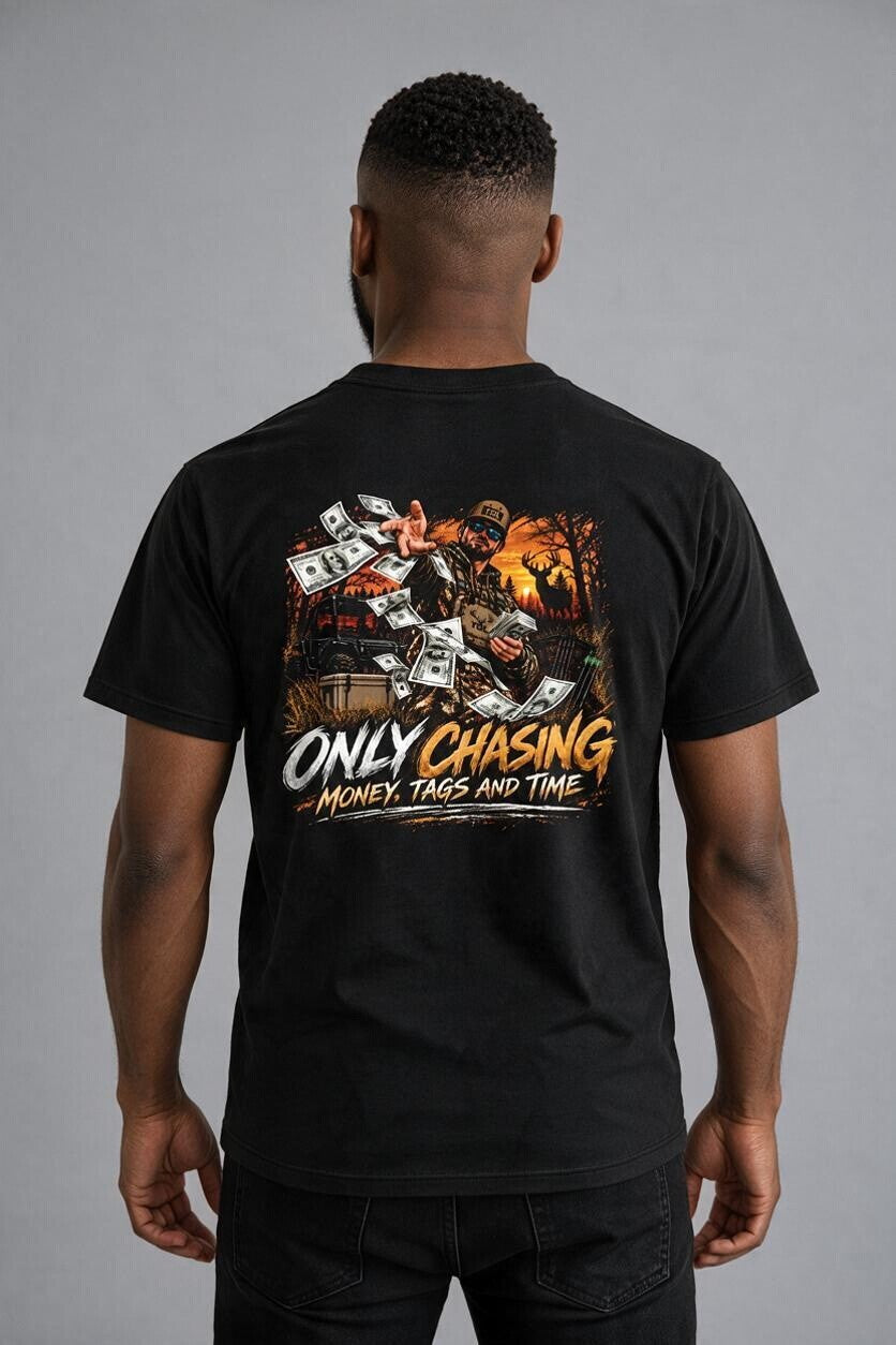 Only Chasing Money, Tags & Time Edition | Short-Sleeve Unisex Hunting T-Shirt